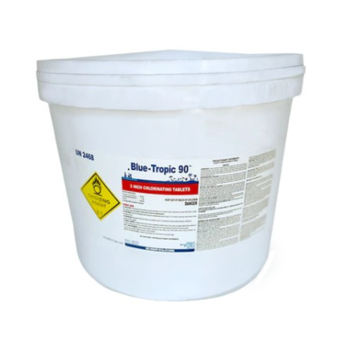 Blue Tropic 3" Chlorine Tablets - 25 lb Pail Slow-Dissolving Trichlor Sanitizer