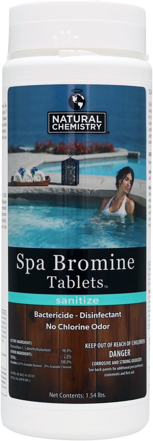 Natural Chemistry Spa Bromine Tablets - 1.5 lb Bottle for Hot Tub Sanitization