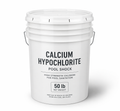 50 lb bucket of high-strength calcium hypochlorite pool chlorine