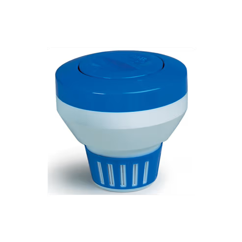Adjustable floating chlorinator for swimming pool maintenance